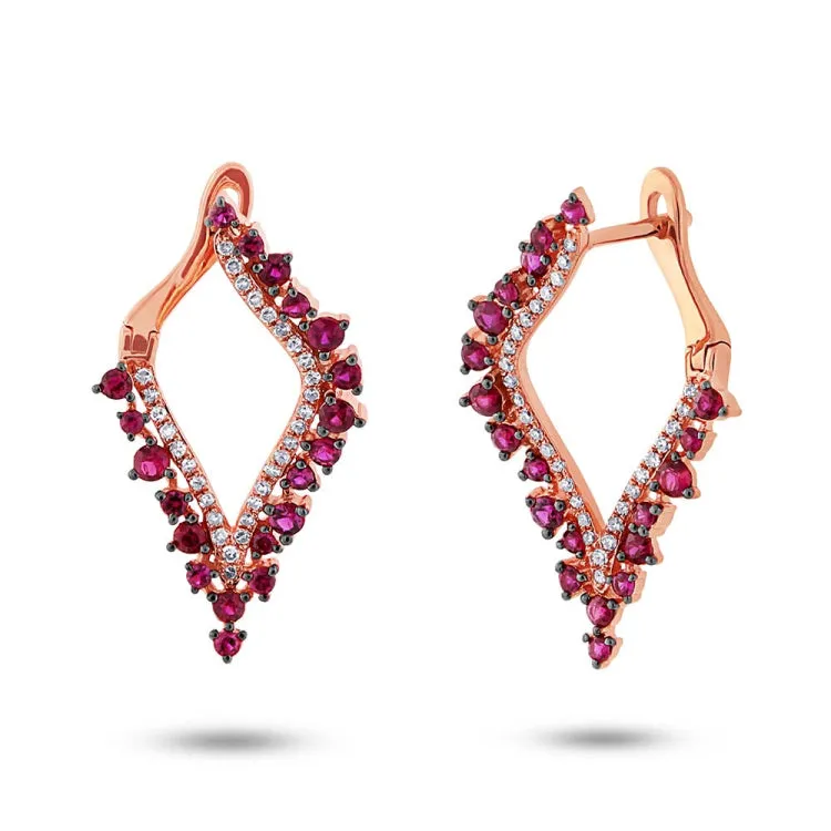 0.25ct Diamond & 0.94ct Ruby 14k Rose Gold Earring