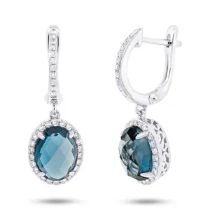 0.36ct Diamond & 5.60ct London Blue Topaz 14k White Gold Earring