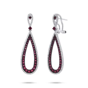 0.46ct Diamond & 1.50ct Ruby 14k White Gold Earring