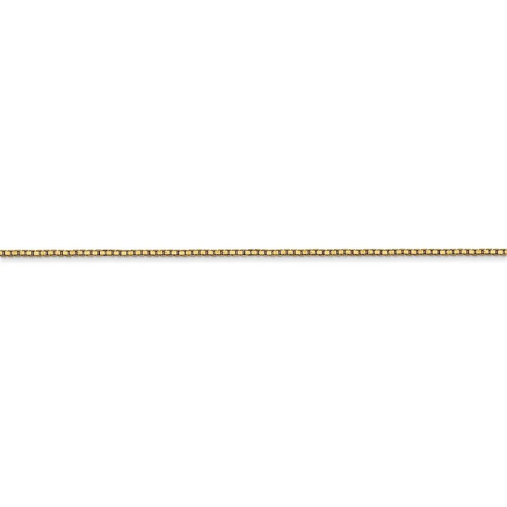 0.9mm, 14k Yellow Gold, Solid Box Chain Anklet, 9 Inch