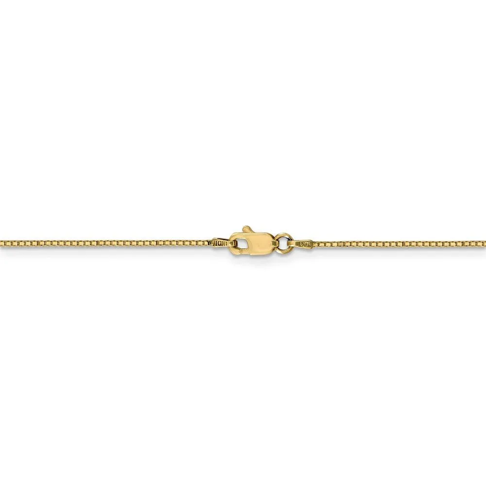 0.9mm, 14k Yellow Gold, Solid Box Chain Anklet, 9 Inch