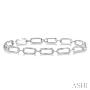 1 ctw Round Cut Diamond Paper Clip Bracelet in 14K White Gold