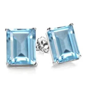 1.39 CT BABY SWISS BLUE TOPAZ 10KT SOLID GOLD EARRINGS STUD