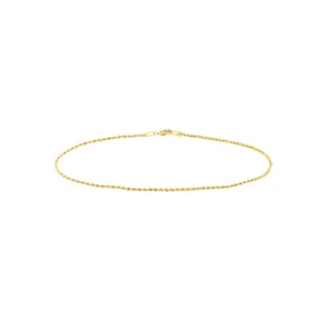 14K Gold 1.80mm Light Rope Chain with Lobster Lock Anklet