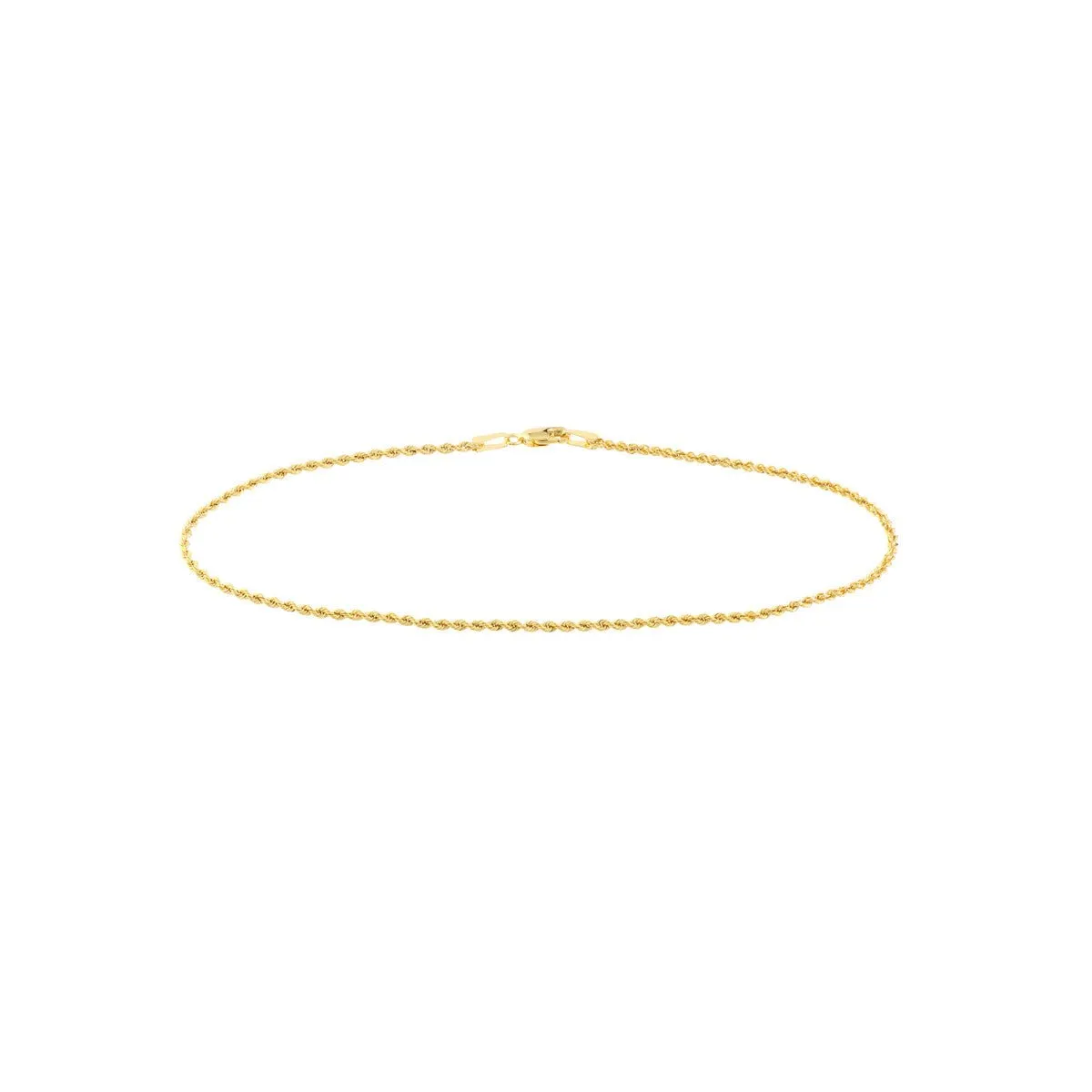 14K Gold 1.80mm Light Rope Chain with Lobster Lock Anklet