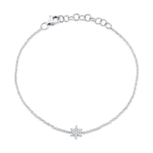 14K White Gold 0.03Ct Diamond Star of David Bracelet