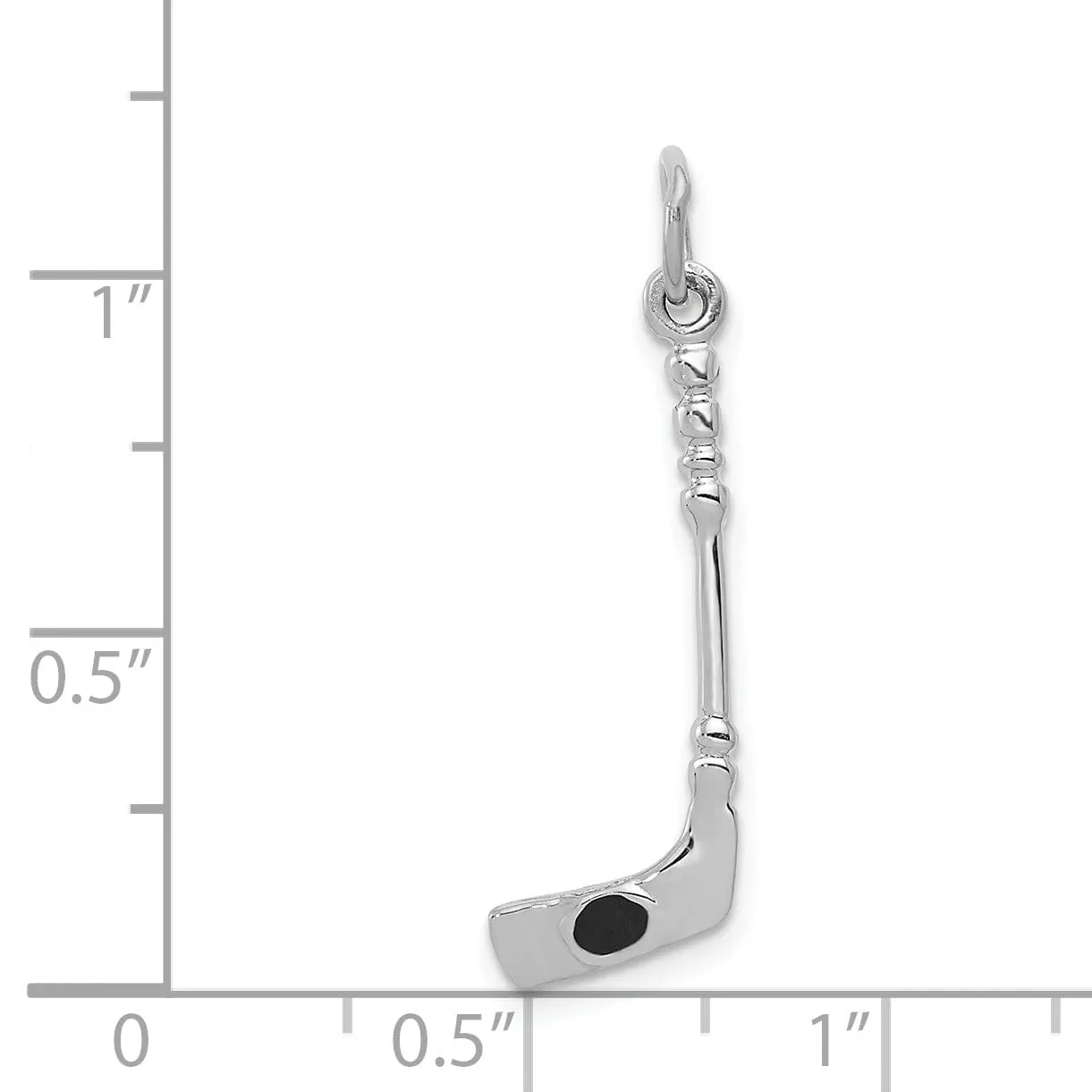 14k White Gold 3 D Black Hockey Stick Pendant