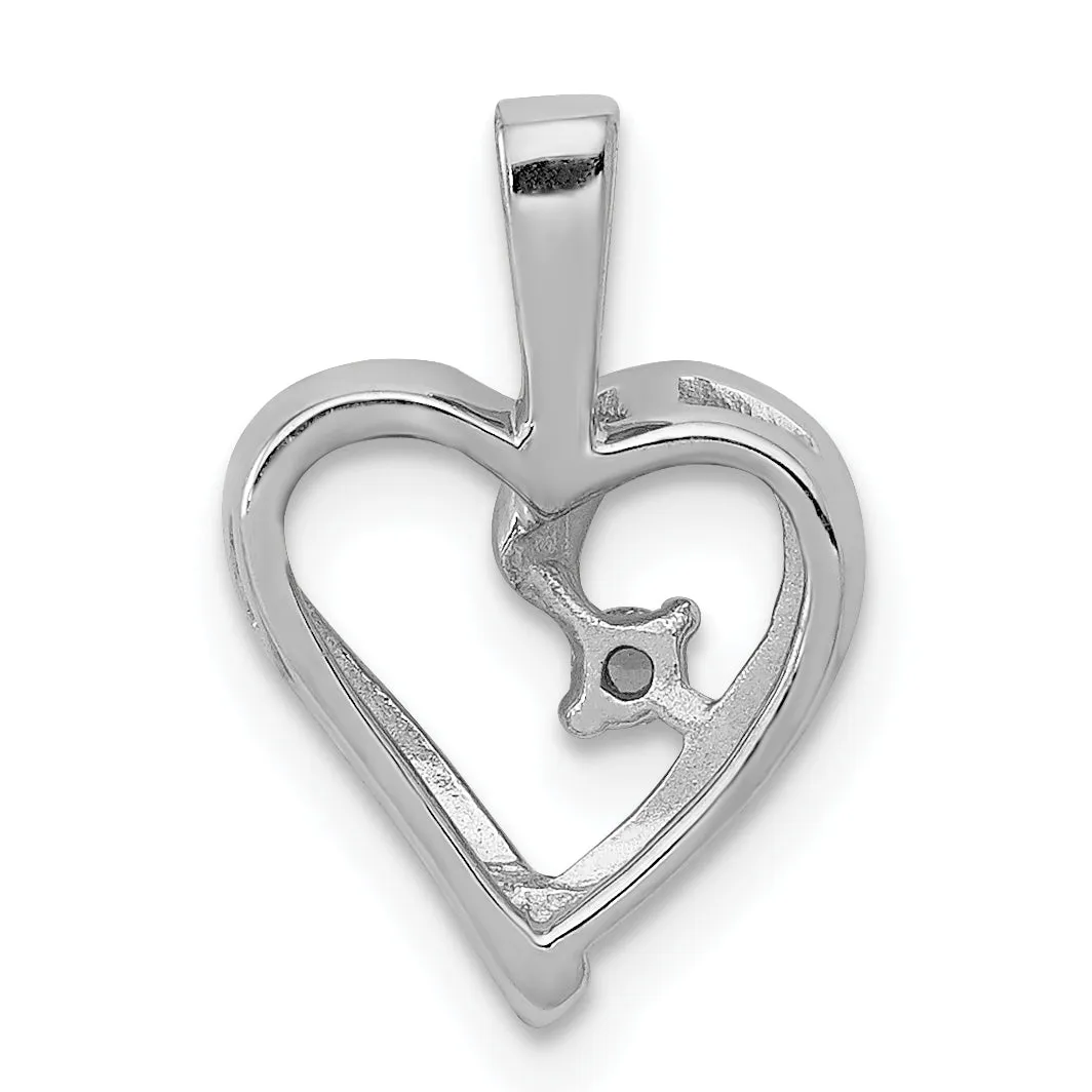 14k White Gold l1 Clarity G-I Color .02ct  Diamond Heart Shape Design Pendant