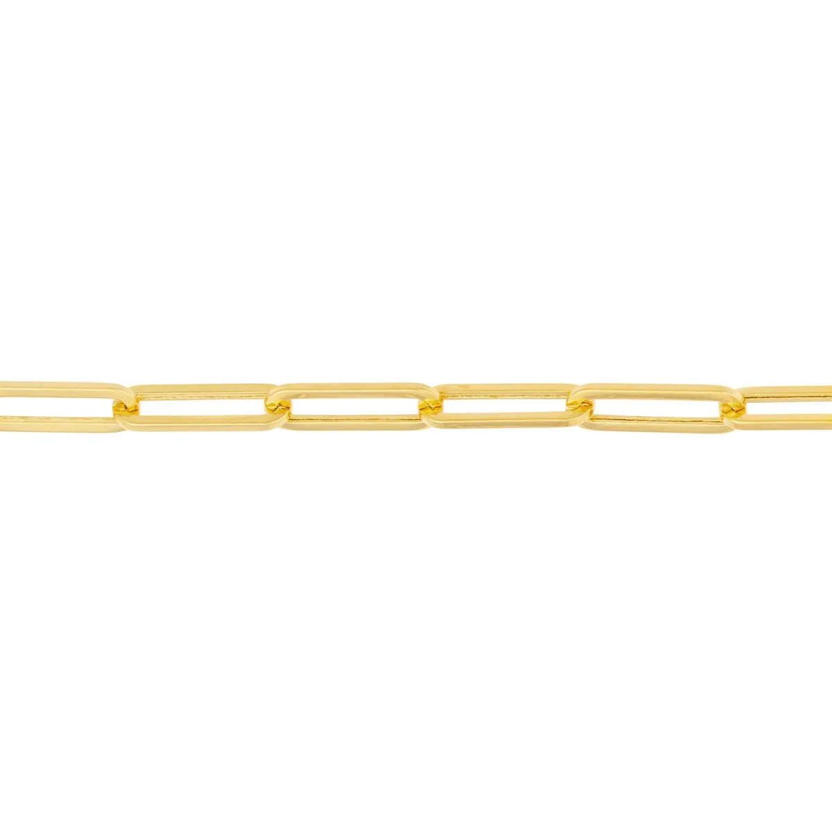 14K Yellow Gold 3.80mm Hollow Paper Clip Chain with Pear Lock Anklet