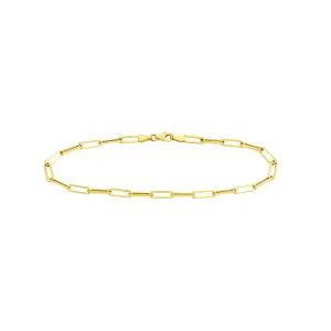 14K Yellow Gold 3.80mm Hollow Paper Clip Chain with Pear Lock Anklet