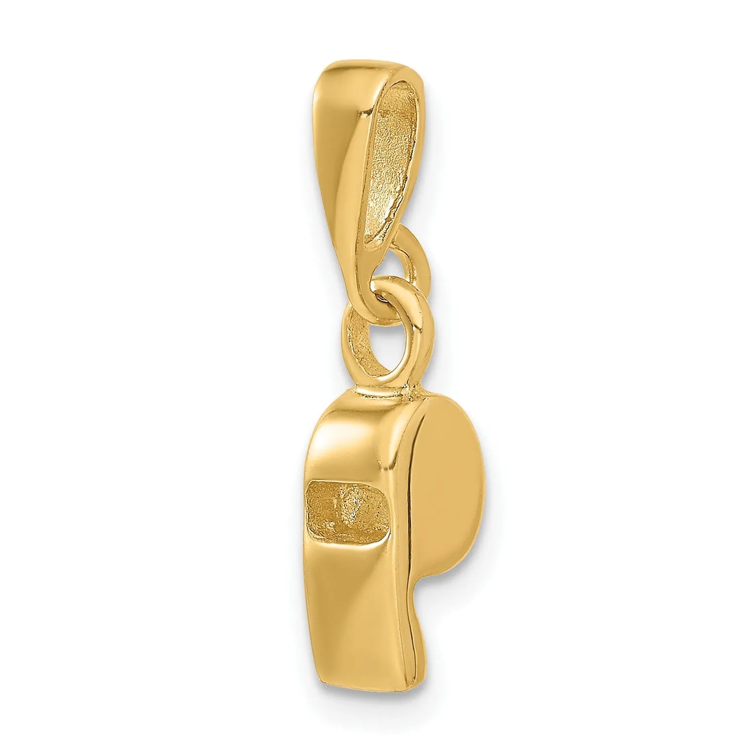 14k Yellow Gold 3D Sports Whistle Charm Pendant