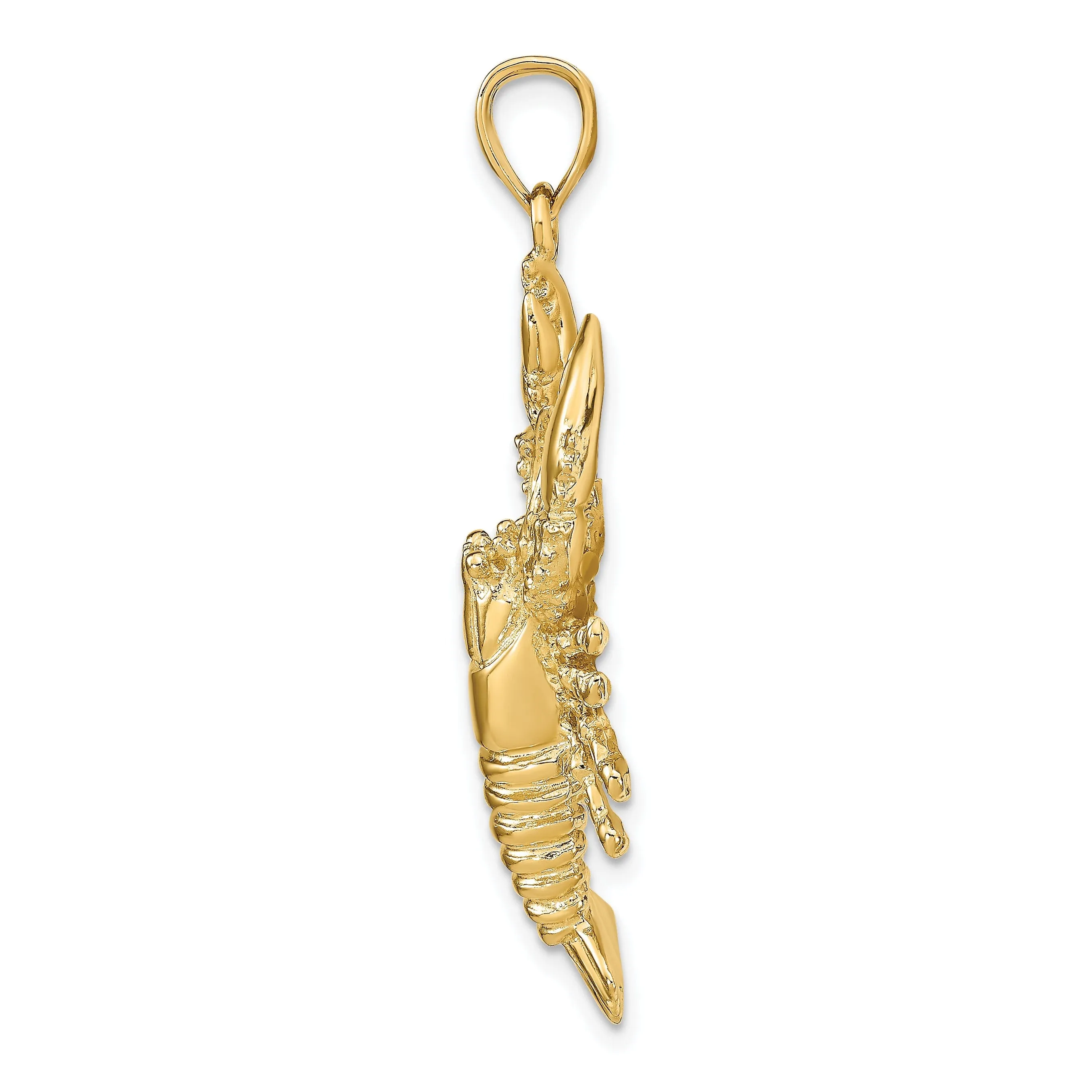 14k Yellow Gold Polished Finish Solid Maine Lobster Charm Pendant