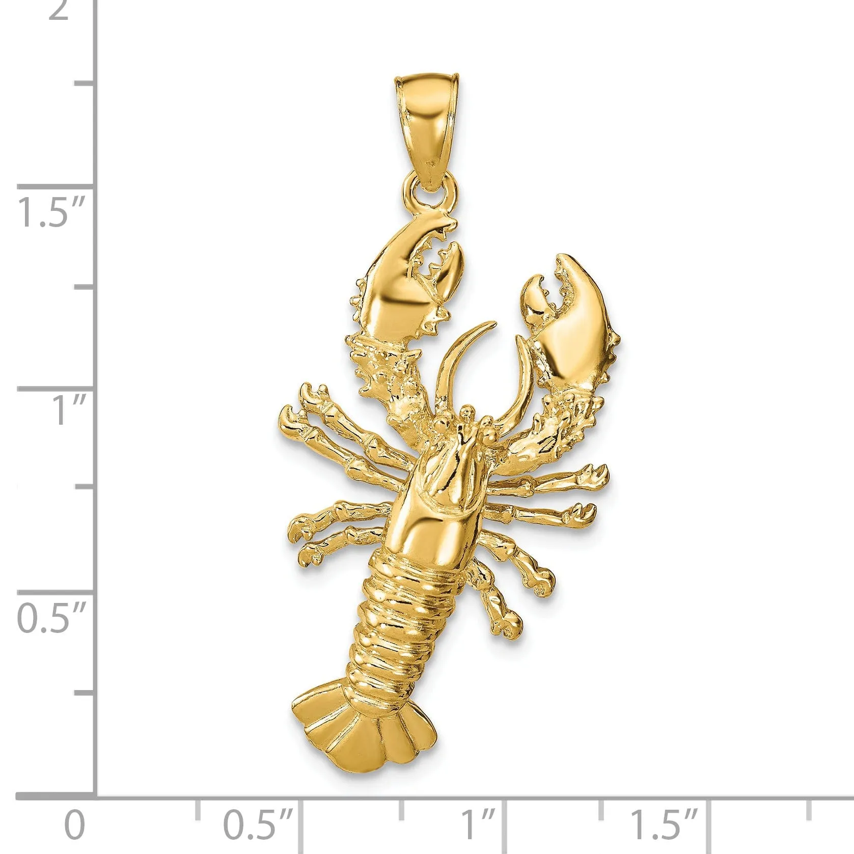 14k Yellow Gold Polished Finish Solid Maine Lobster Charm Pendant