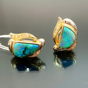 14KWG/18KYG Diamond Opal Earring