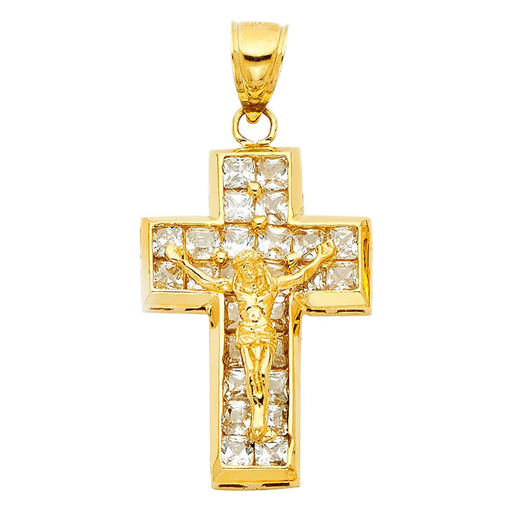 14KY CZ CRUCIFIX PENDANT