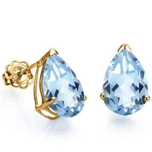 1.57 CT BABY SWISS BLUE TOPAZ 10KT SOLID GOLD EARRINGS STUD