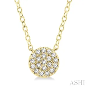 1/8 Ctw Disc Shape Round Cut Diamond Petite Fashion Pendant With Chain in 10K Yellow Gold