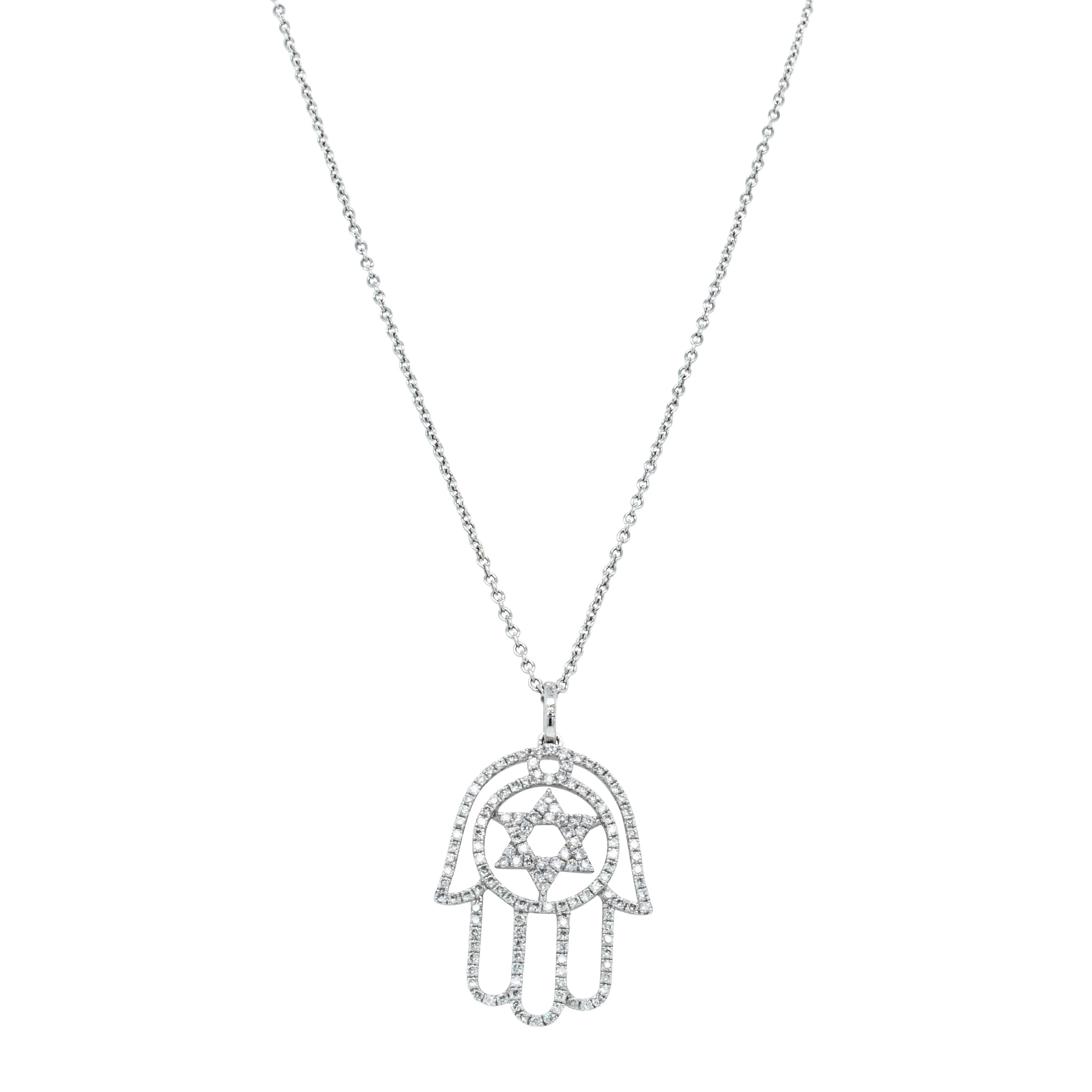 18ct White Gold .60ct Diamond Star Of David Pendant