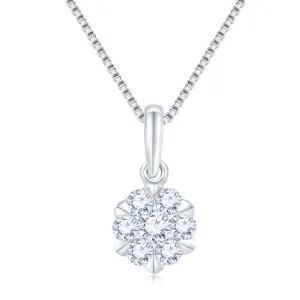 18K White Gold Diamond Cluster Pendant