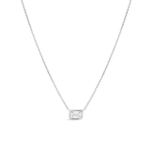 18K White Gold Diamonds By The Inch Large Emerald Cut Necklace