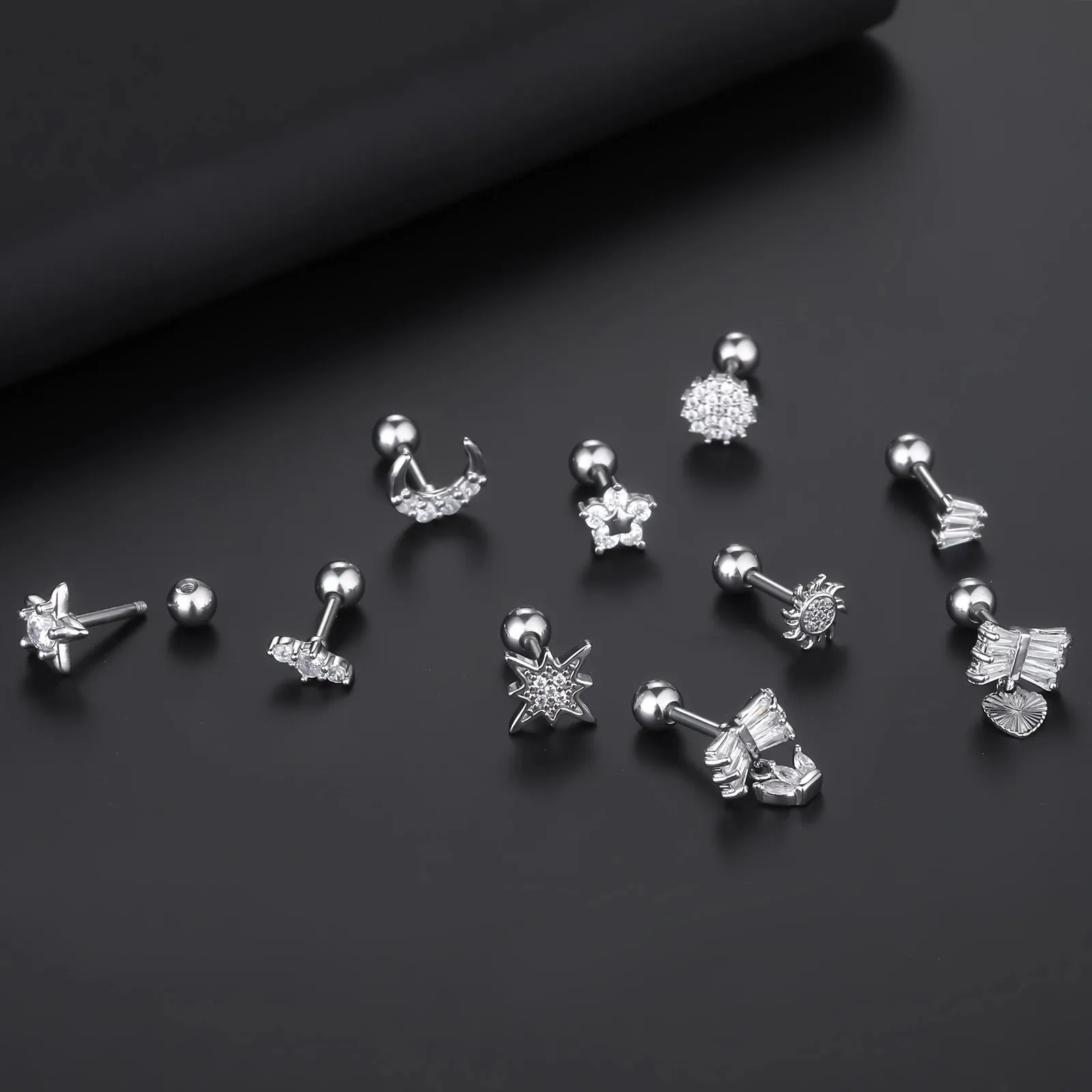 1PC Stainless Steel Zircon Ear Piercing Earring for Women Korean Exquisite Snake Ear Studs Cartilage Earring Body Jewelry Gift