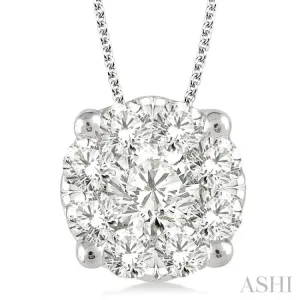 2 Ctw Lovebright Round Cut Diamond Pendant in 14K White Gold with Chain