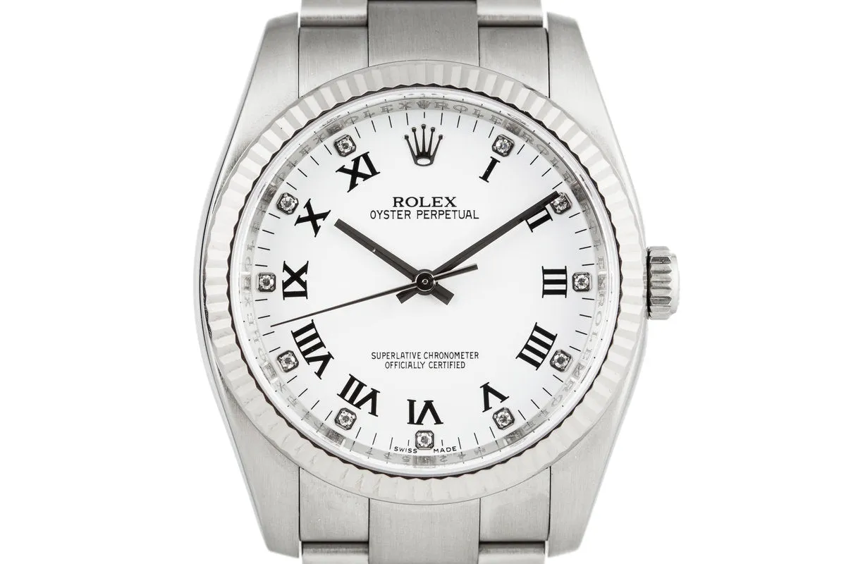 2007 Rolex Oyster Perpetual 116034 with Diamond Markers and Box and Papers