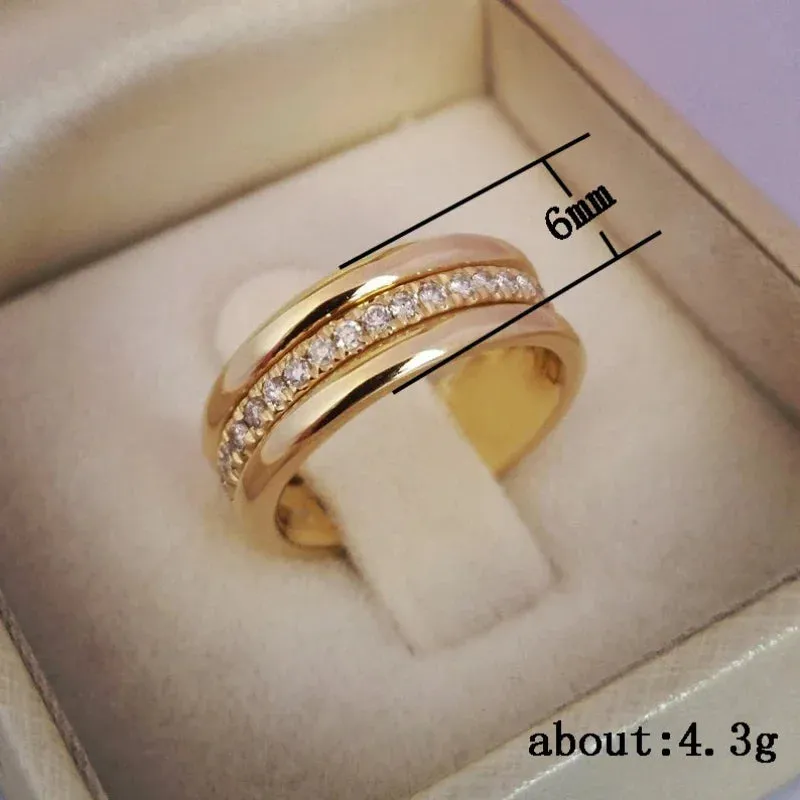 2024New Fashion Wedding Ring for Women Luxury Rose Gold Color Double Ring Row Square Zircon Stainless Steel Finger Rings Jewelry