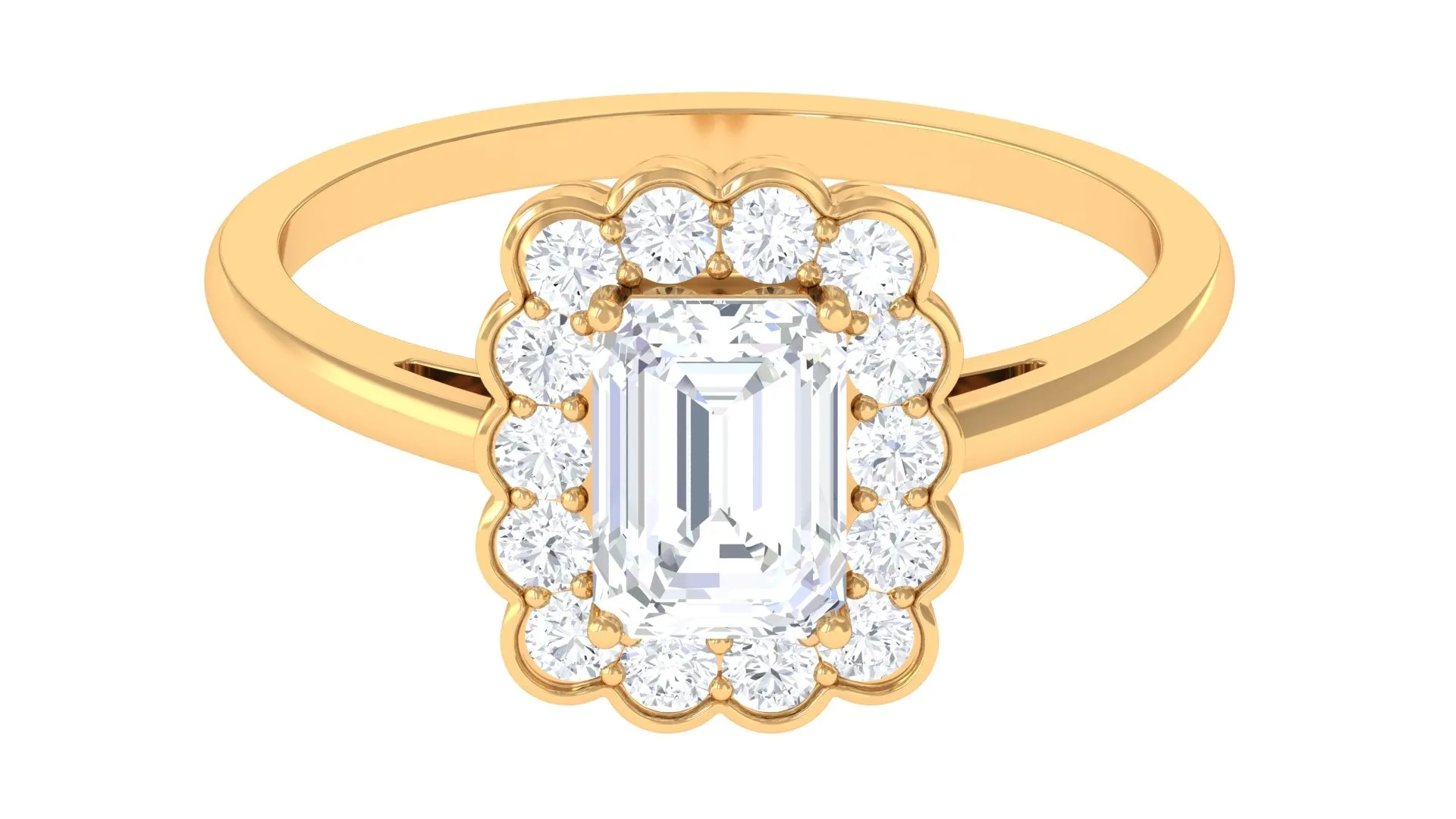 2.25 CT Octagon Cut Zircon Statement Engagement Ring with Halo