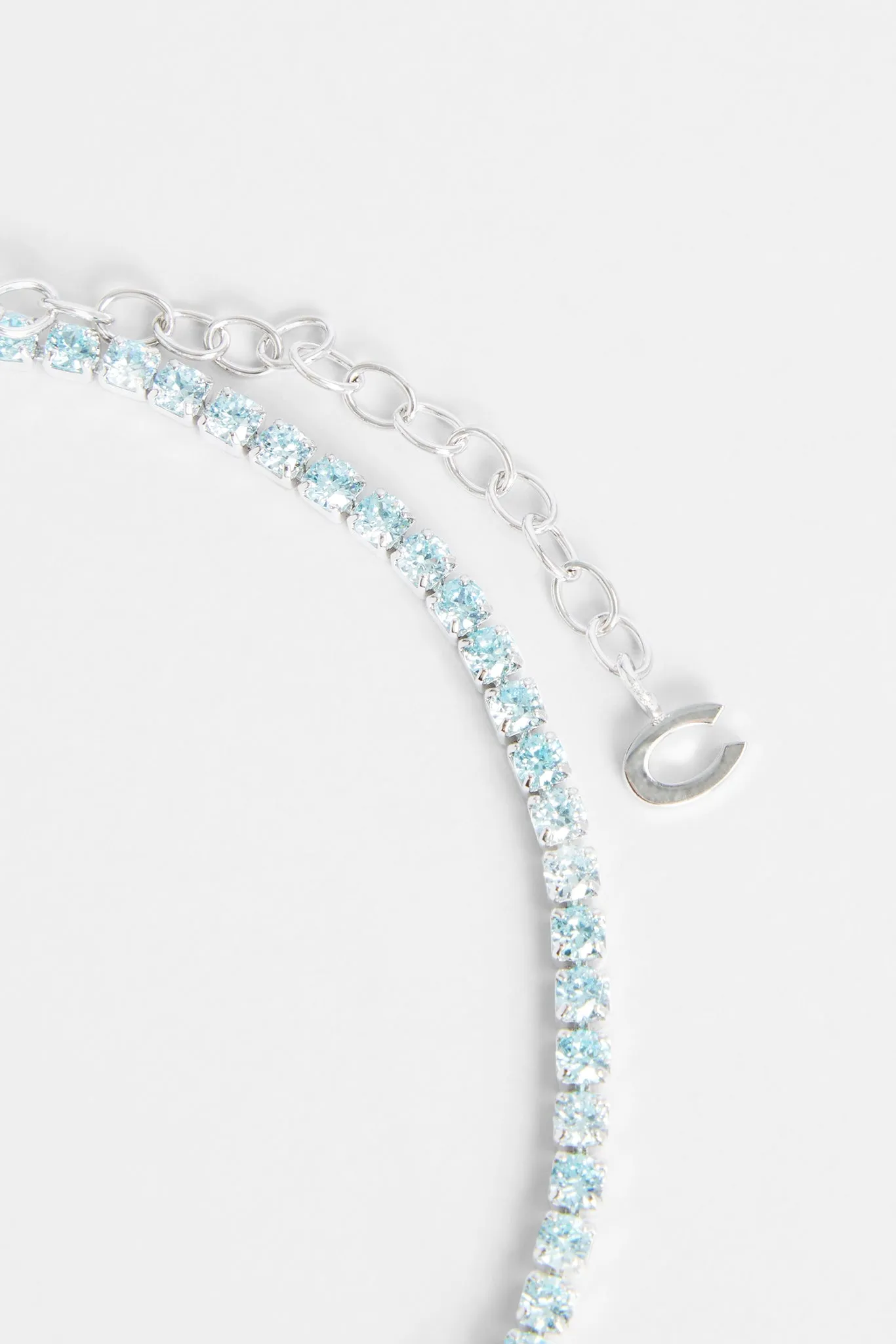 2.5mm Iced Blue CZ Micro Tennis Anklet