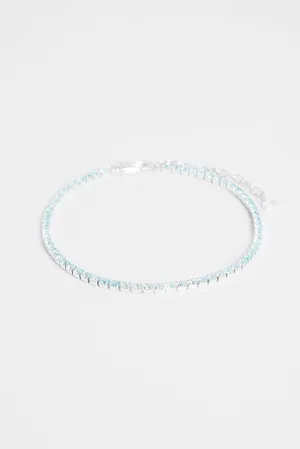 2.5mm Iced Blue CZ Micro Tennis Anklet