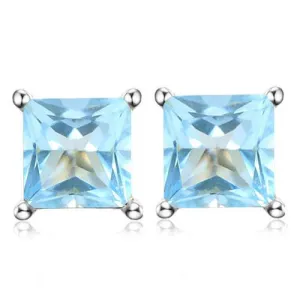 2.67 CT BABY SWISS BLUE TOPAZ 10KT SOLID GOLD EARRINGS STUD