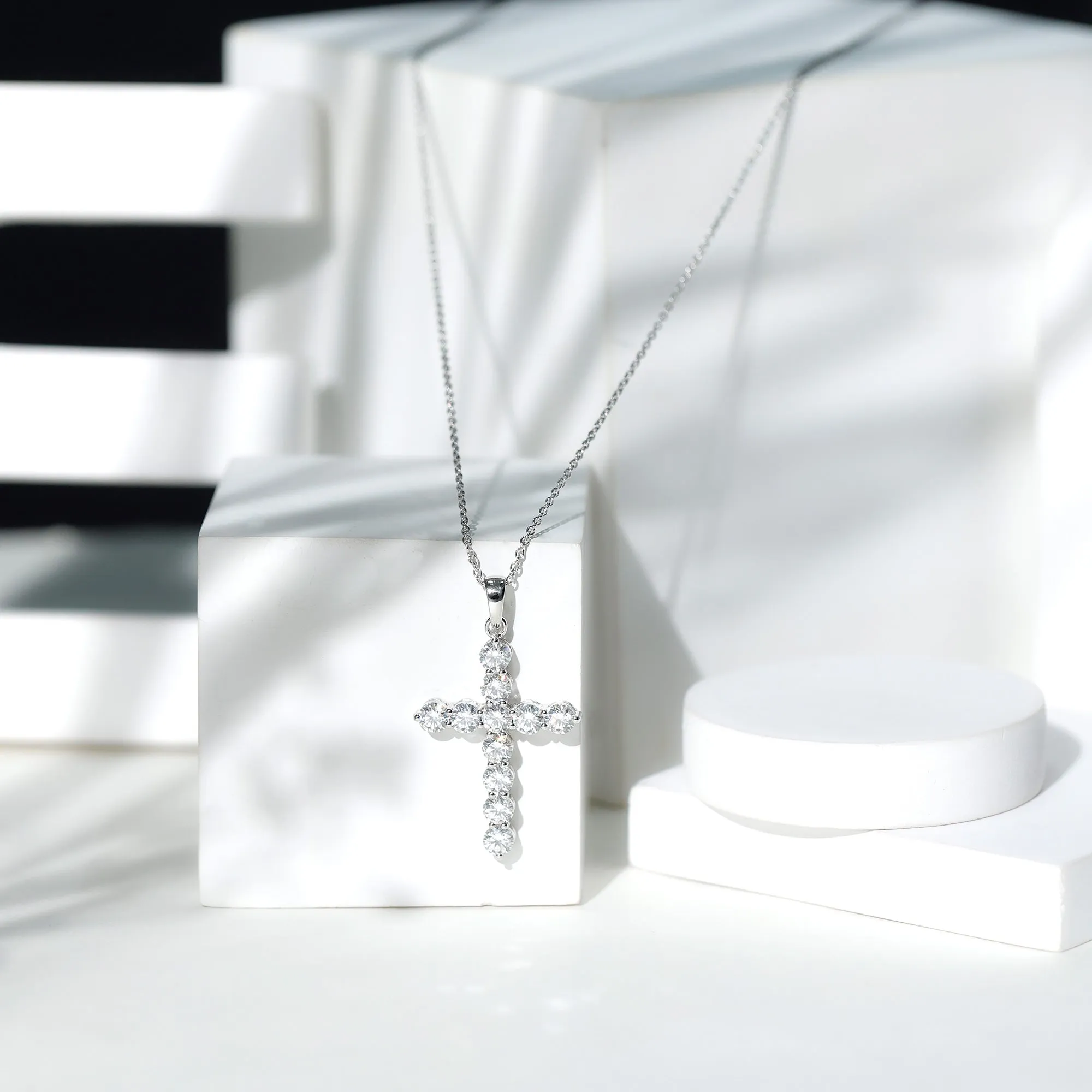 3.50 CT Moissanite Cross Pendant Necklace