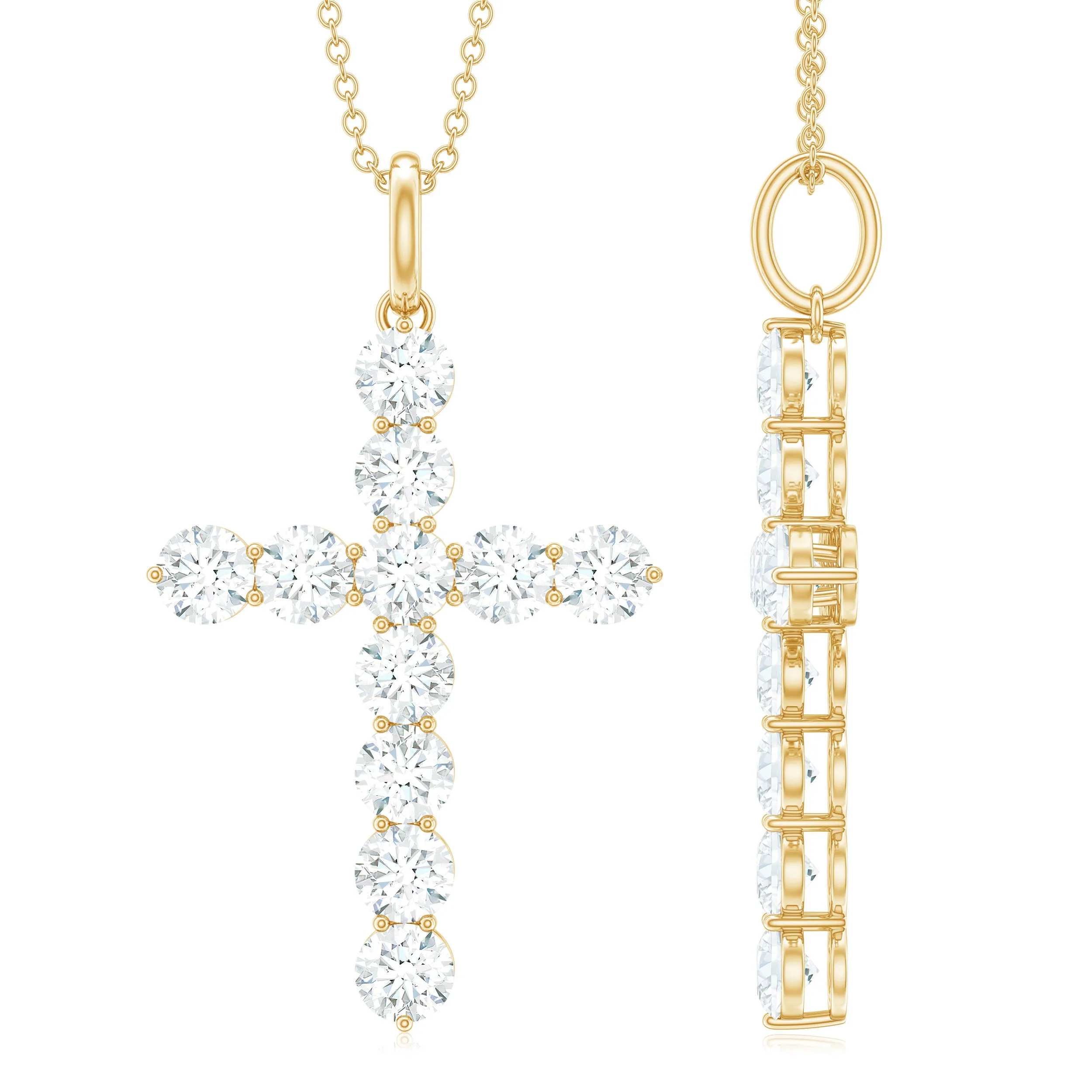 3.50 CT Moissanite Cross Pendant Necklace