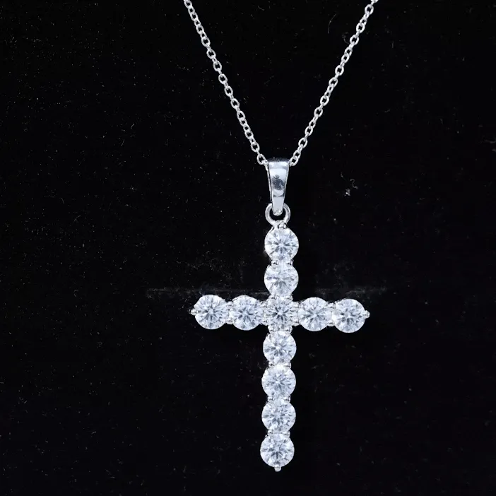 3.50 CT Moissanite Cross Pendant Necklace