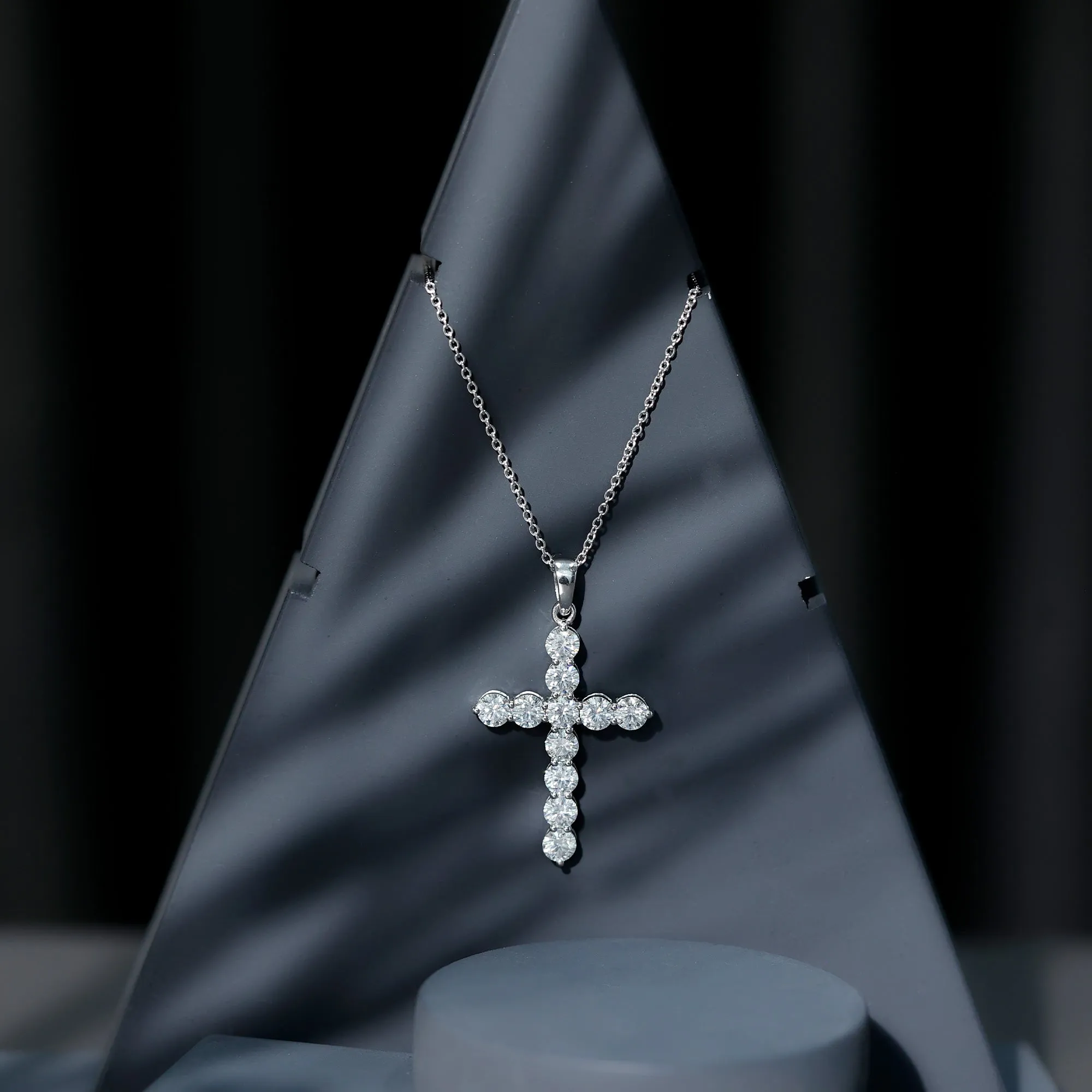 3.50 CT Moissanite Cross Pendant Necklace