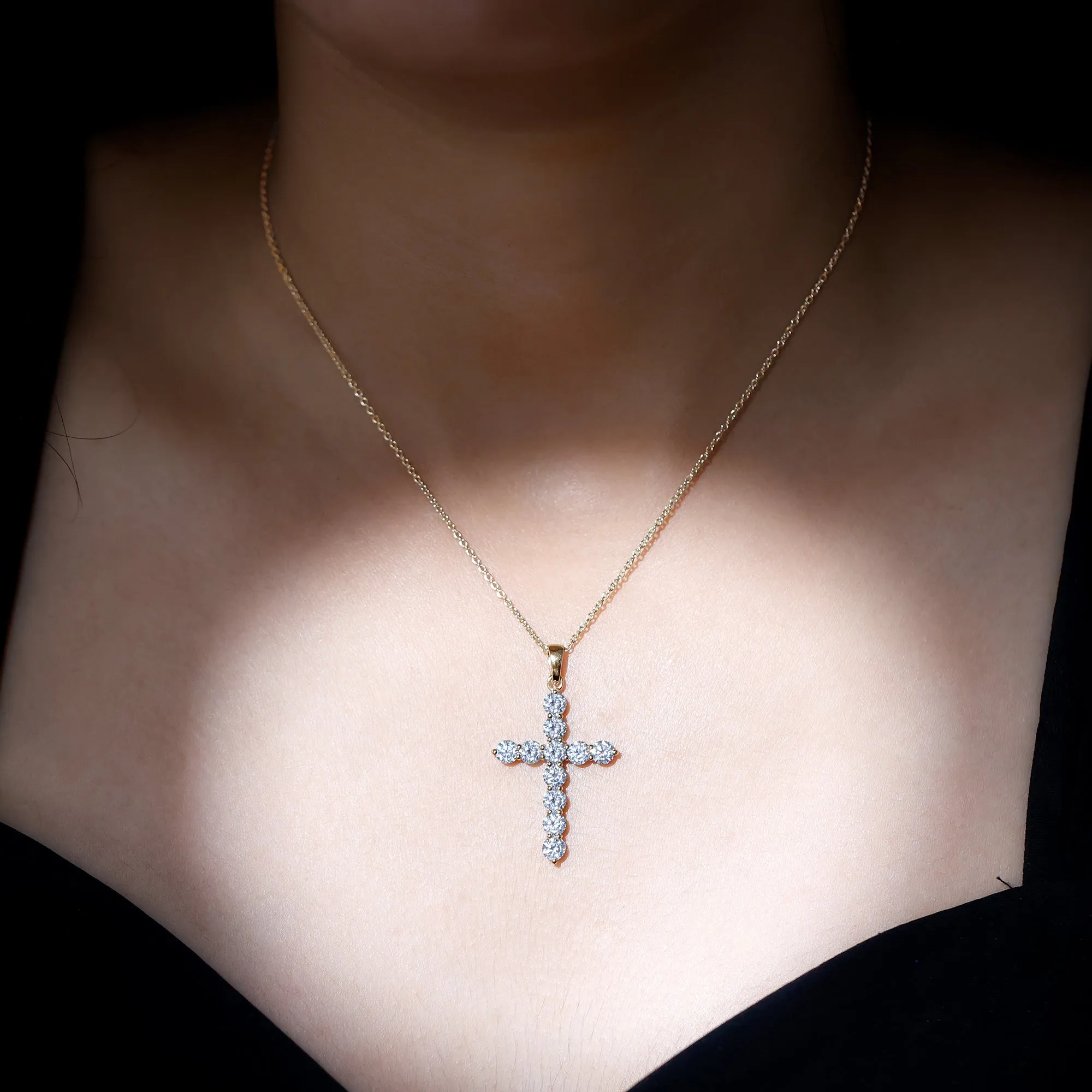 3.50 CT Moissanite Cross Pendant Necklace