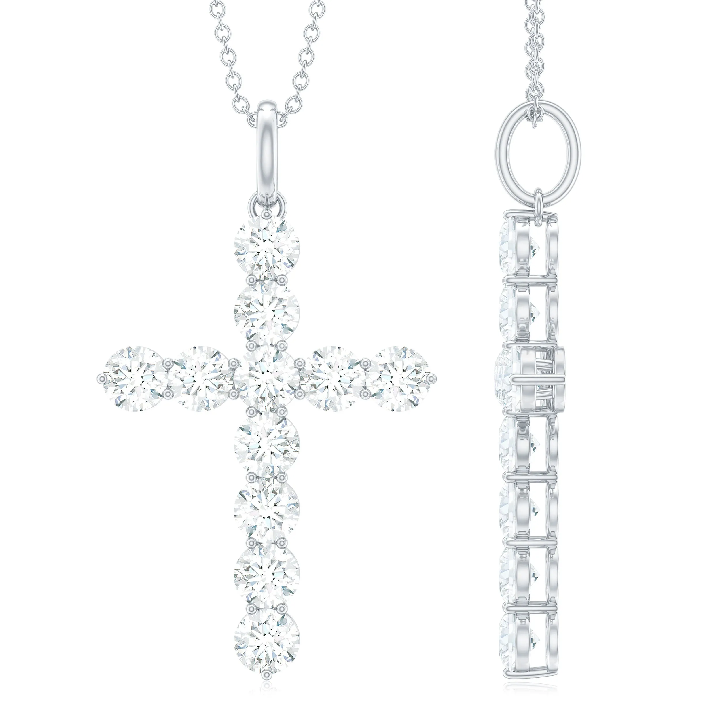 3.50 CT Moissanite Cross Pendant Necklace