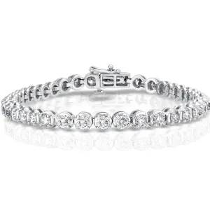 4 Carat Round Diamond 14K White Gold Buttercup Tennis Bracelet (Classic Quality)