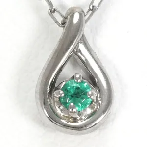 4℃ K10WG Emerald Diamond Necklace