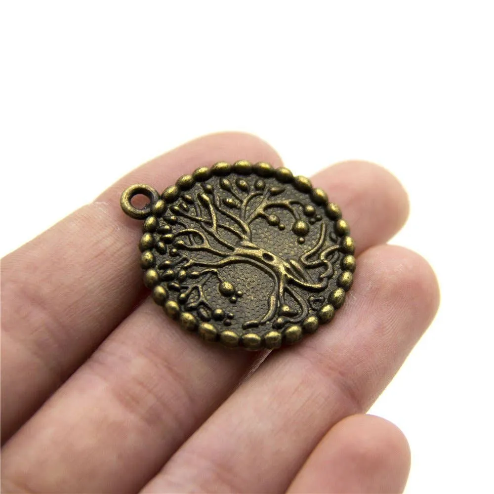 5 units antique brass life of tree finding jewelry finding suppliers D-3-265