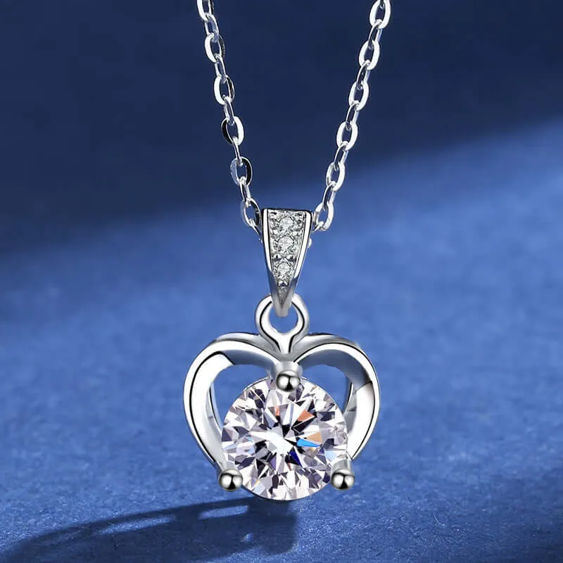 925 Silver Heart Moissanite Necklace