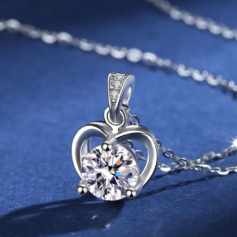 925 Silver Heart Moissanite Necklace