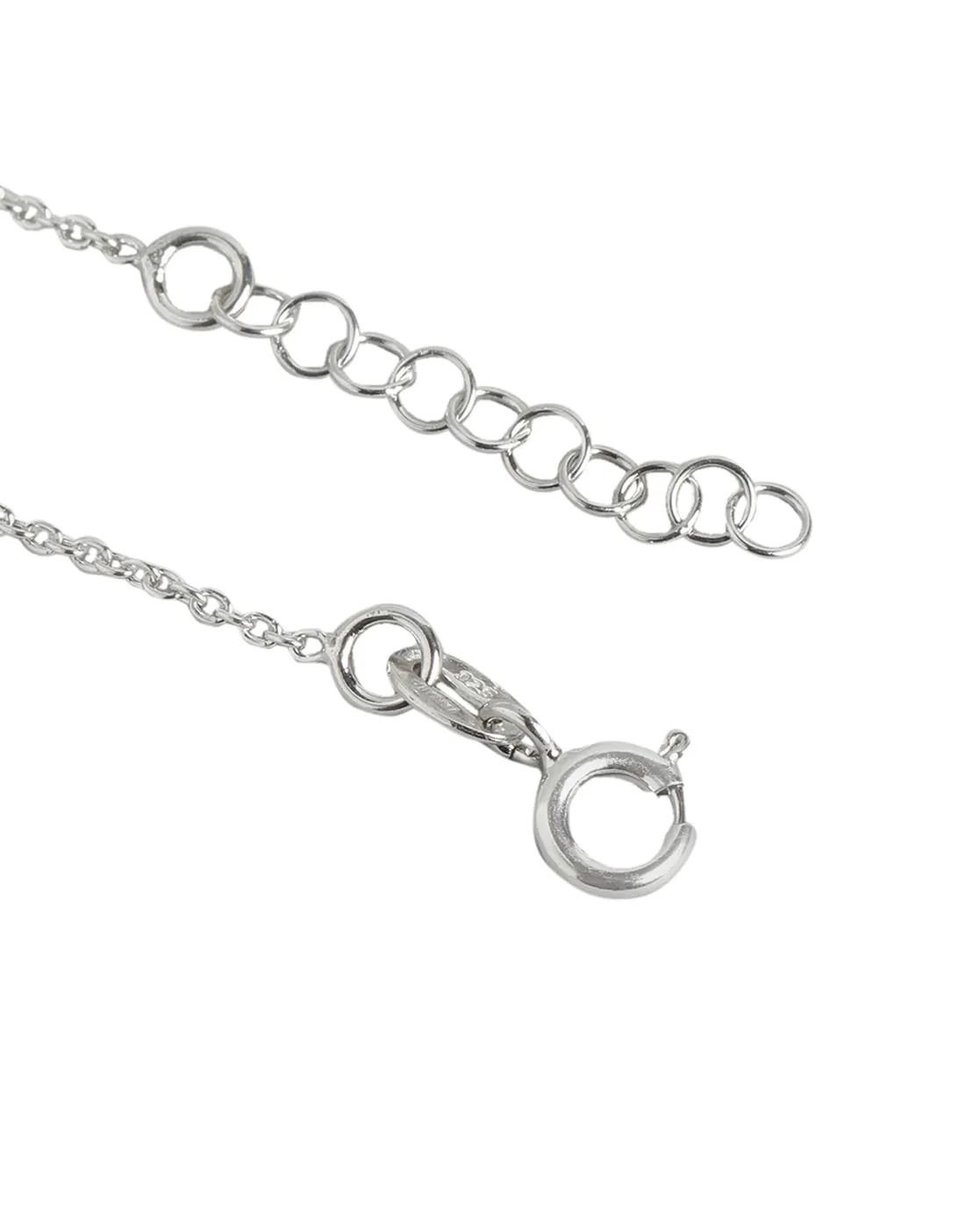 925 Sterling Silver Inline Heart With Rhodium Plated Adjustable Anklet