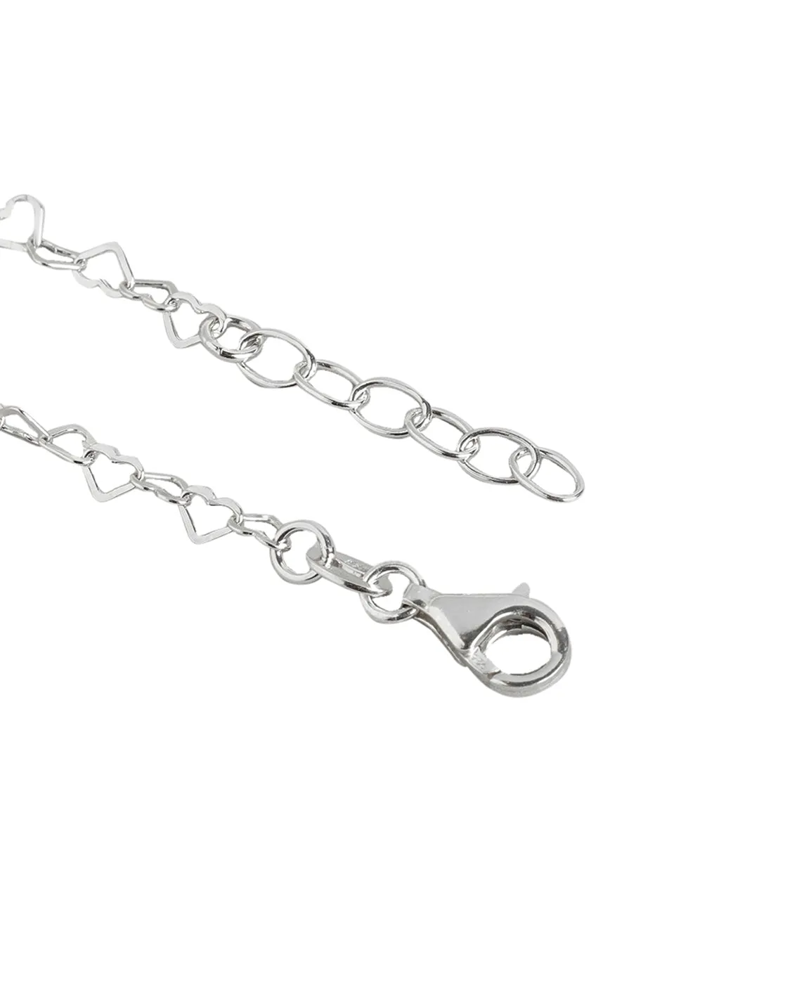 925 Sterling Silver Inline Hearts With Rhodium Plated Adjustable Anklet