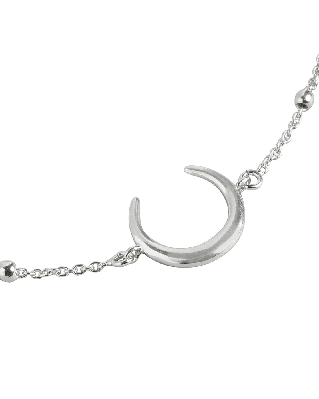 925 Sterling Silver Moon With Dangling Star Rhodium Plated Adjustable Charm Anklet