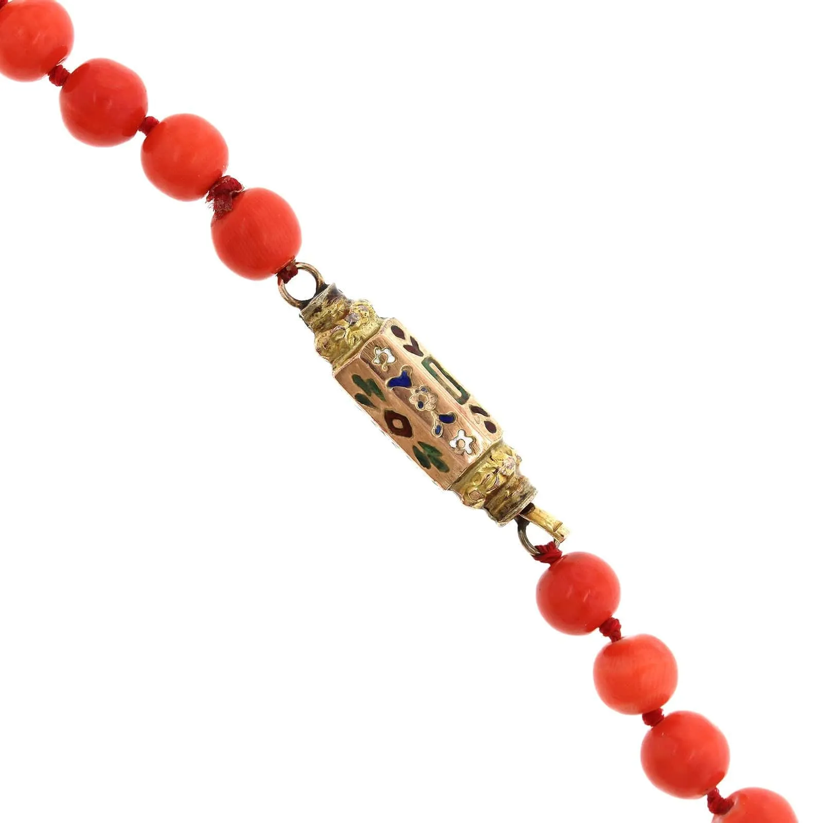 9K Yellow Gold Coral Bead Necklace