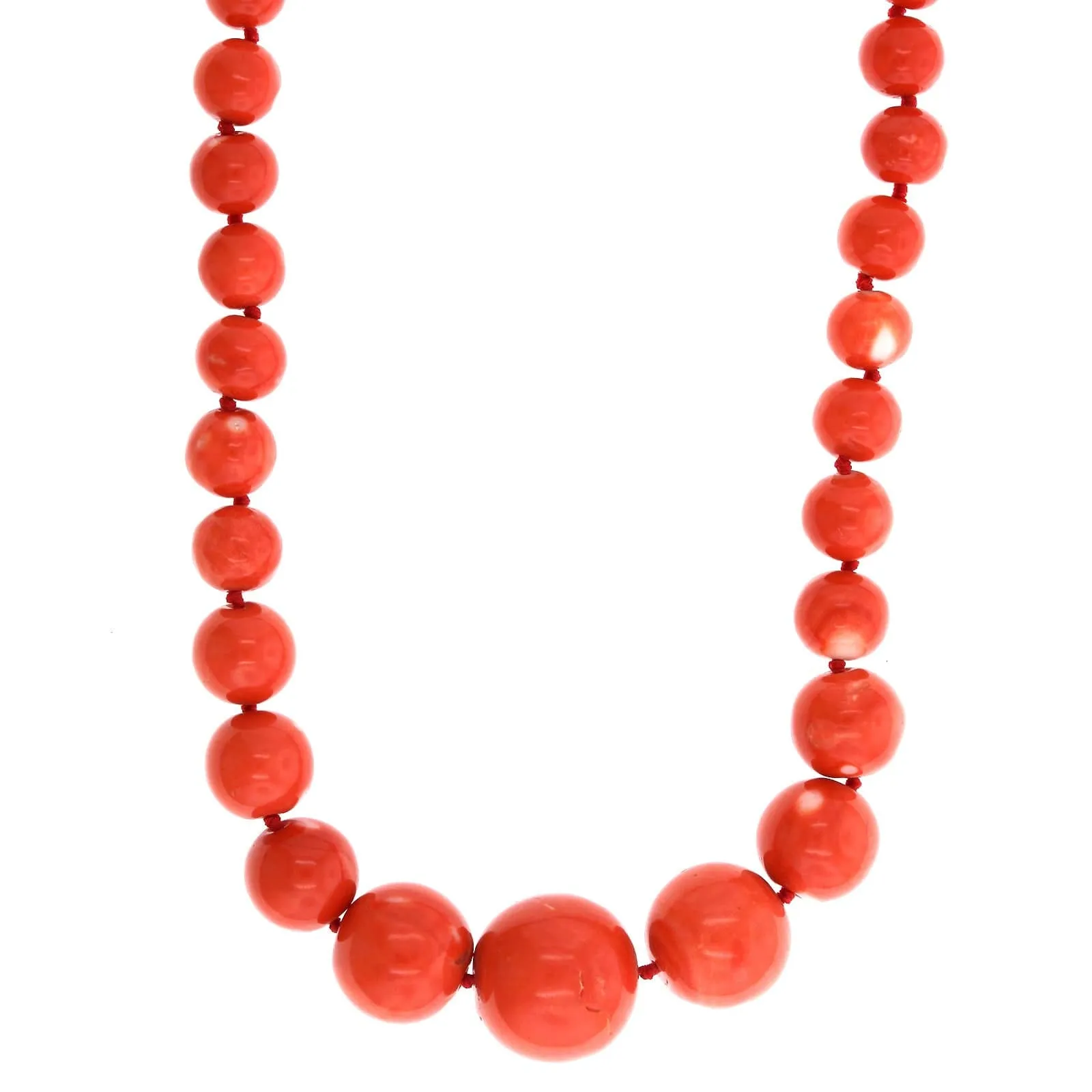 9K Yellow Gold Coral Bead Necklace