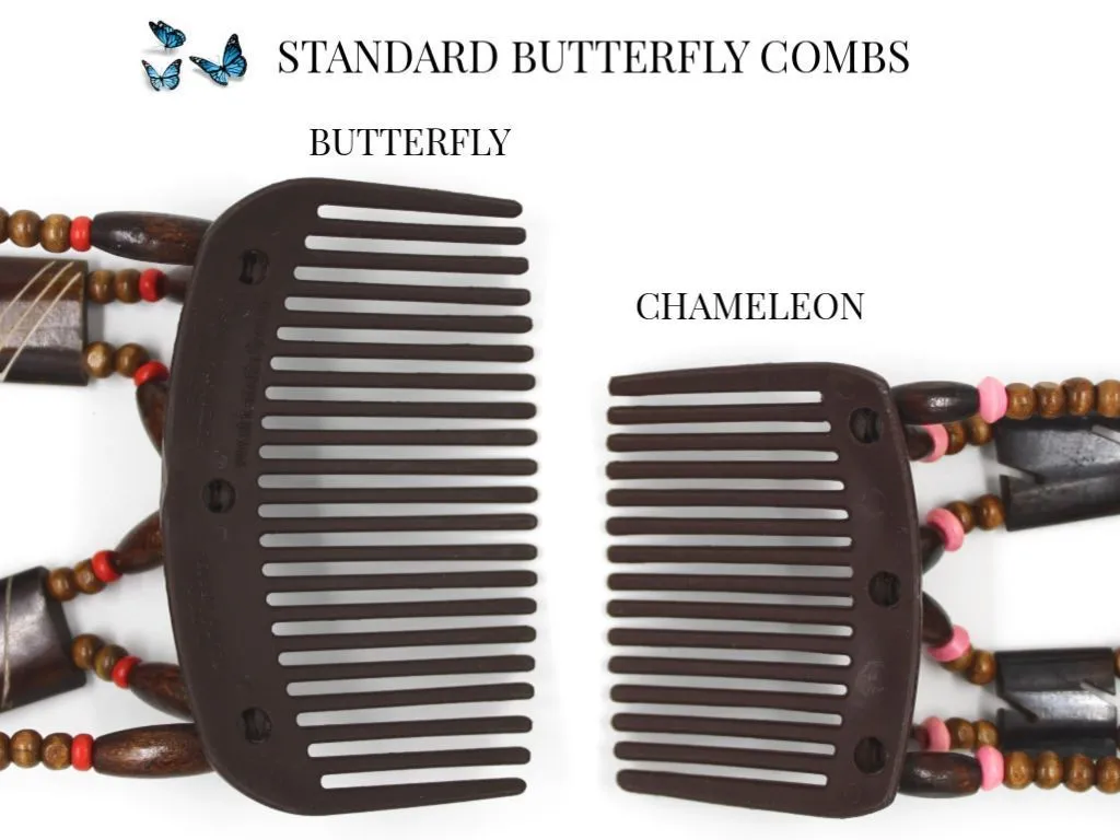 African Butterfly Chameleon Hair Comb - Ndebele Black 20