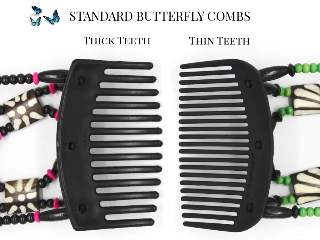 African Butterfly Thick Hair Comb - Ndebele Brown 37